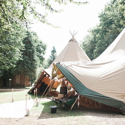 Giant tipis from Wareham Forest wedding venue