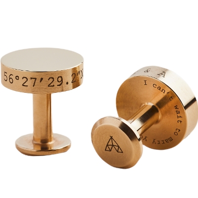 Personalised cufflinks handcrafted for the groom-to-be
