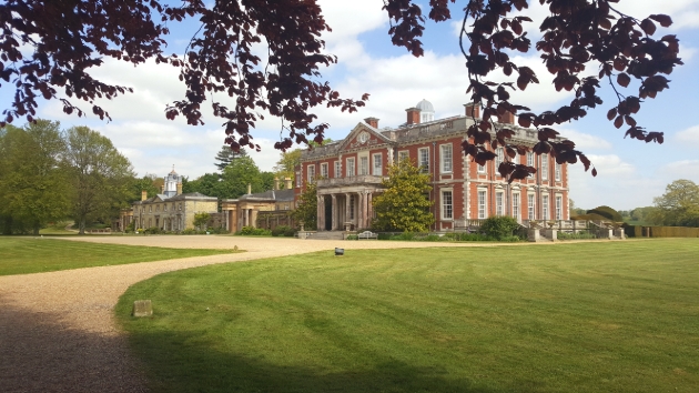 Stansted Park, Rowlands Castle, red brick historic building at ended of lawned drive