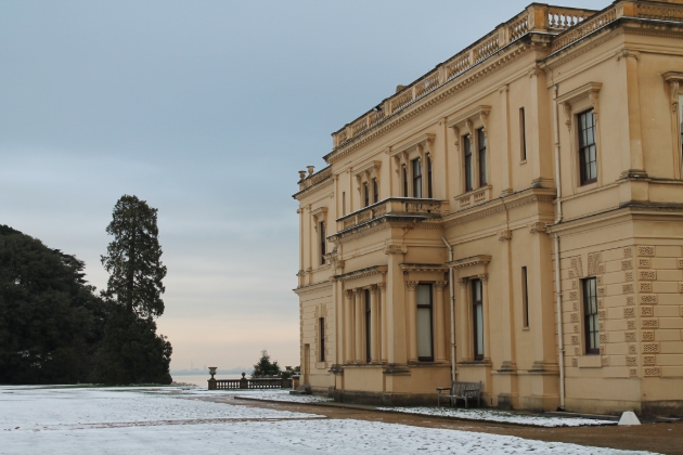 Osborne, Isle of Wight, palatial building in the snow