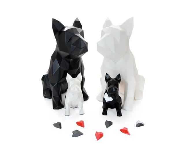 french bulldog black and white sculpture set
