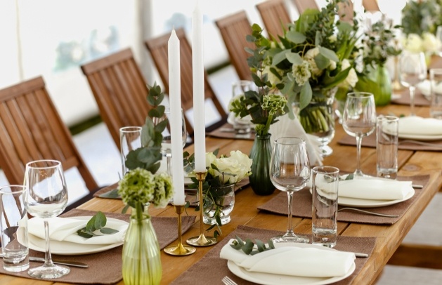 rustic reception table set up
