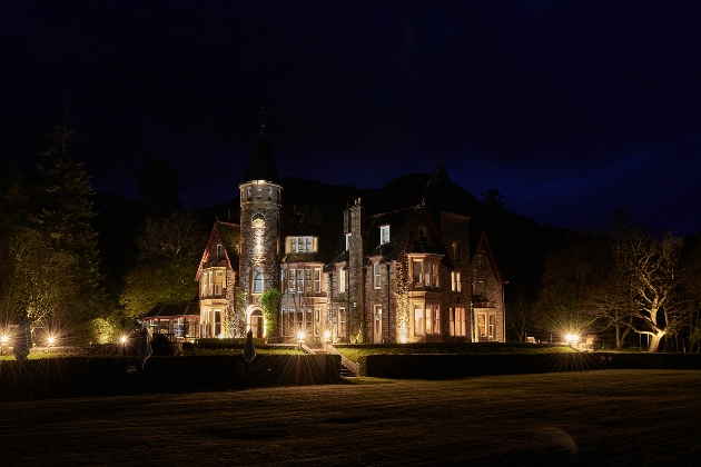 historic hotel at night