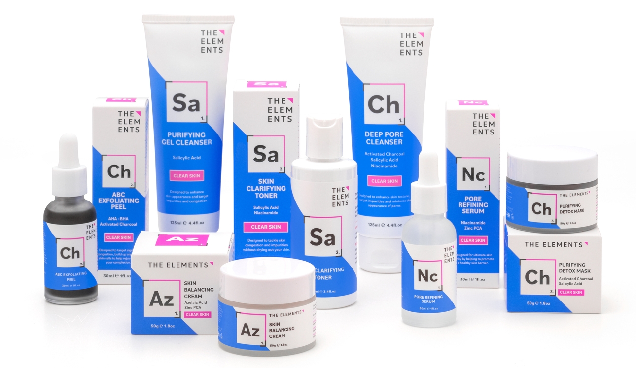 The elements clear skin range group shot