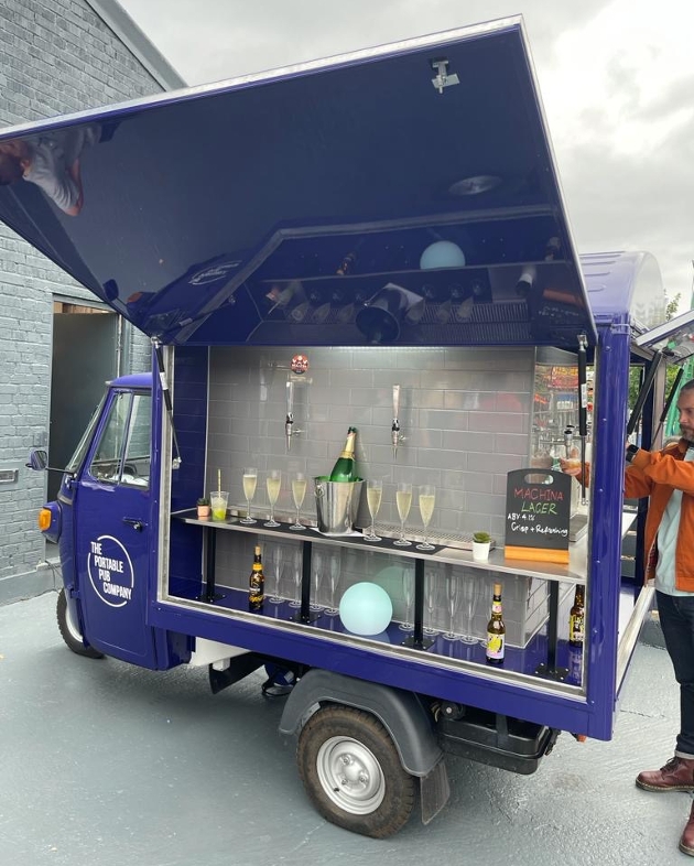 blue portable drinks truck