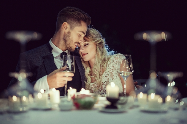 Wedding couple in candlelight