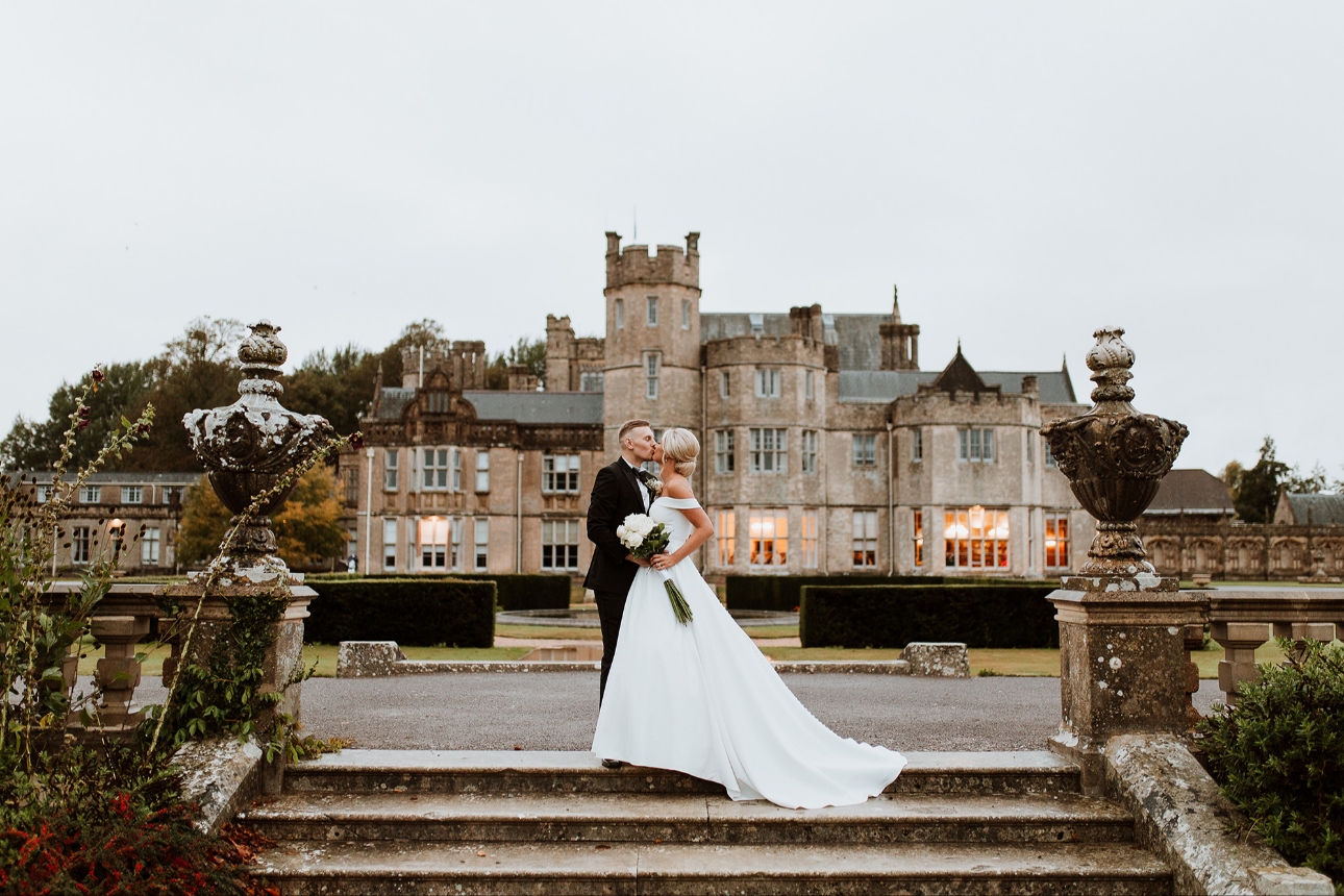 Couple kiss on steps