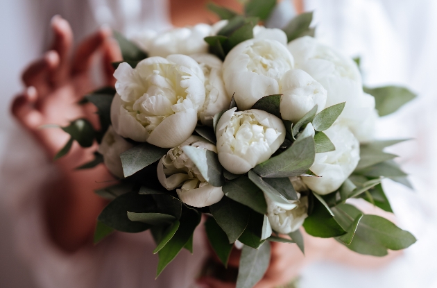 bouquet of white peonies