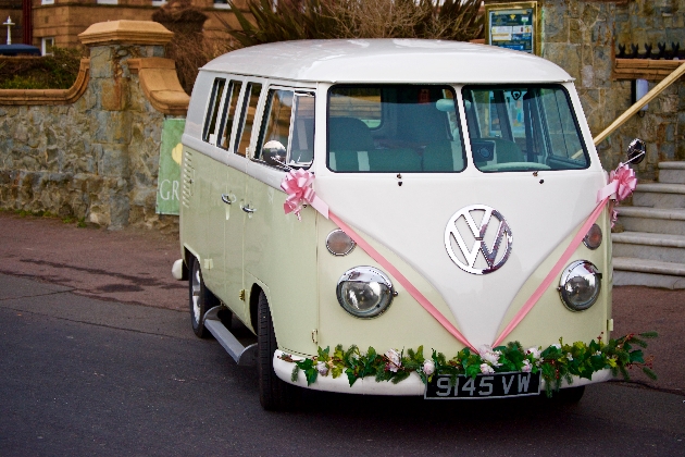 vw campercan in mint cream with split screen and cream top