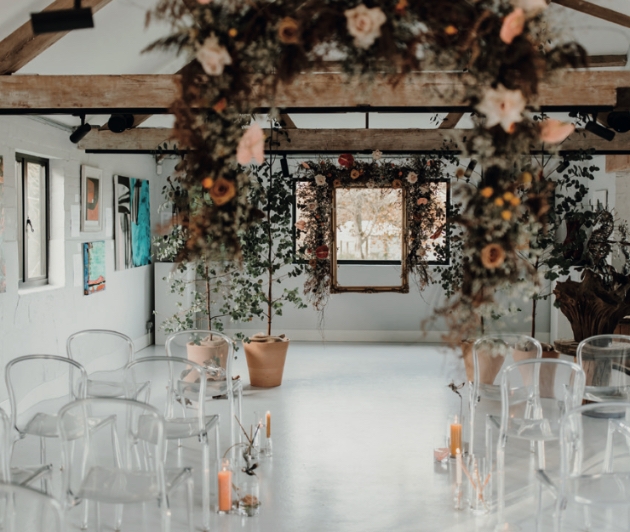 The ceremony room at Palais des Vaches in Hampshire