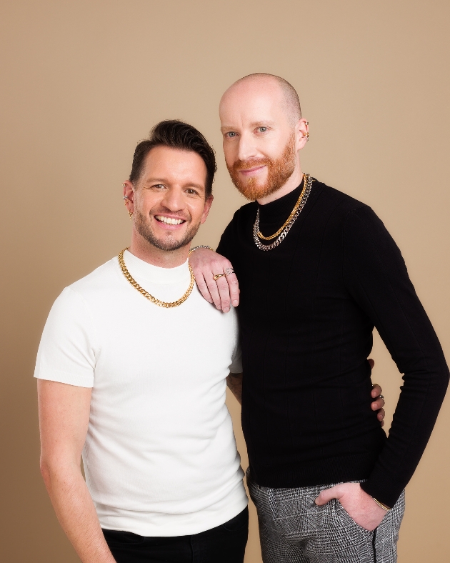 Lee and Paul wearing Scream Pretty jewellery