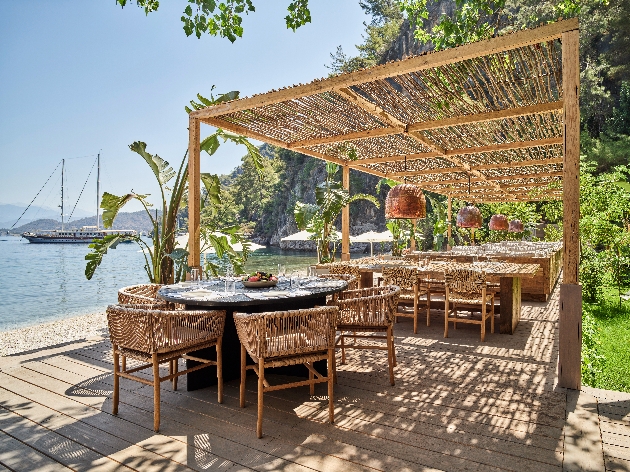 Outdoor restaurant overlooking the sea