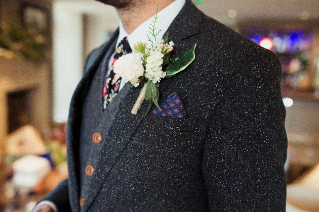 Close up of a white buttonhole