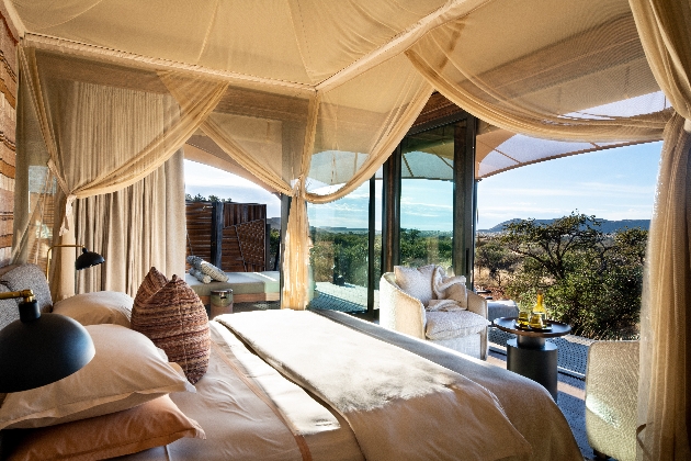 A bedroom inside the Tswalu Kalahari Reserve