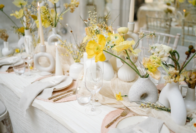 vases on table 