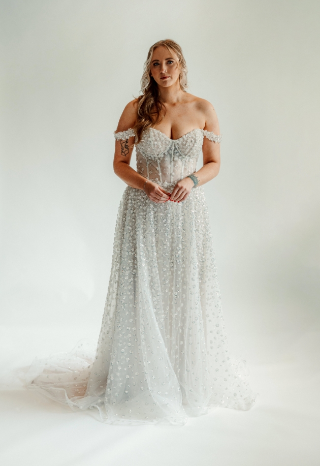 bride in corset style dress