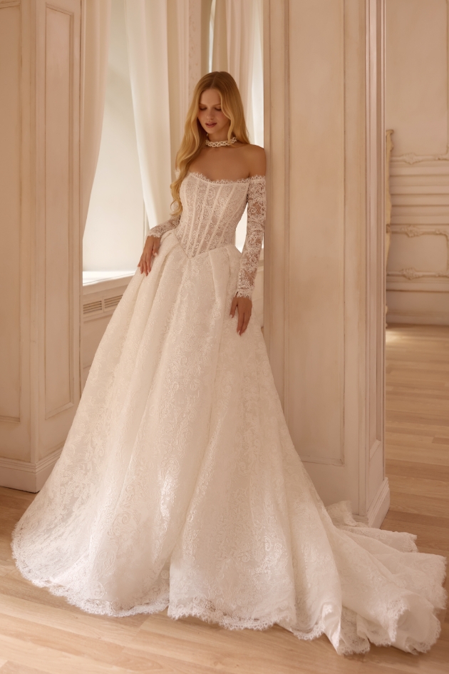 lace corset boned with ballgown skirt