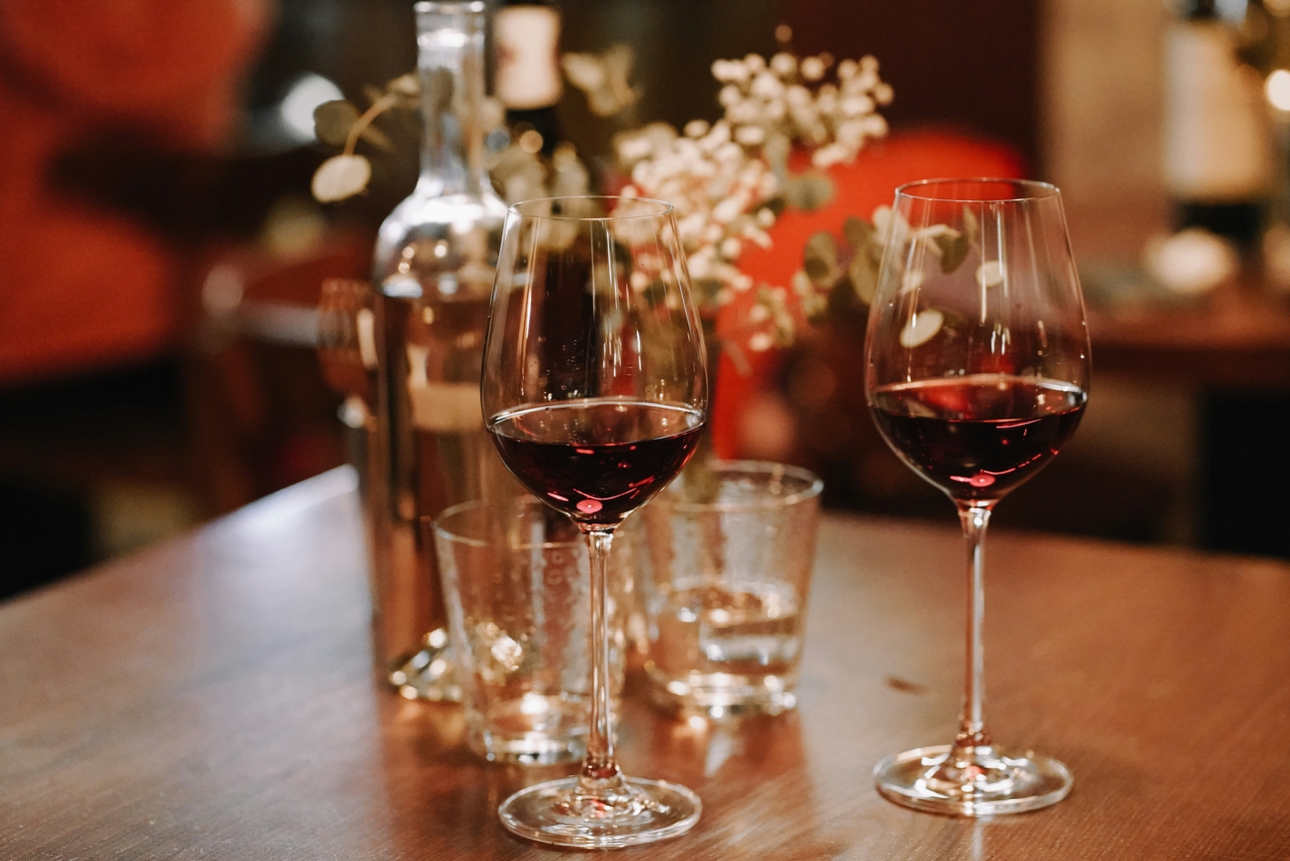 Two glasses of red wine